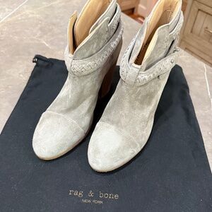 Rag & Bone Harrow Boot, Size 38, Suede with braid detail.